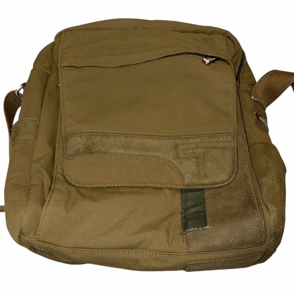 Tumi Khaki Nylon Sando Messenger Travel Bag